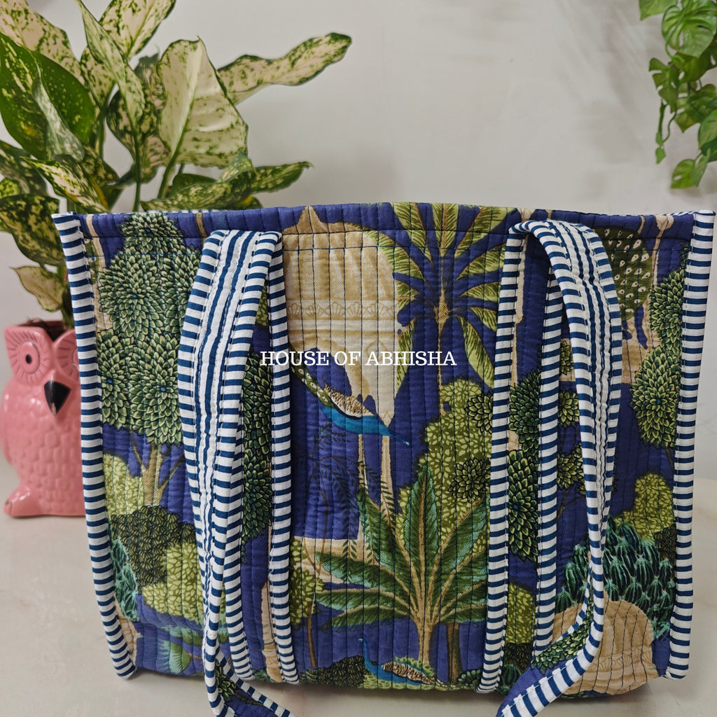 Royal Bagh Mini Quilted Cotton Tote Bag