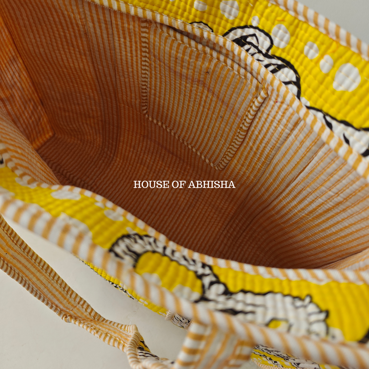 Yellow Tiger Quilted Cotton Tote Bag