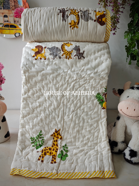 Woodland Wishes Handblock Printed Mulmul Kids Quilt