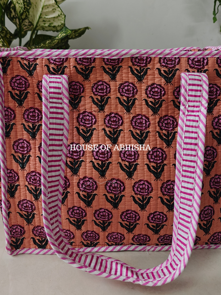 Musk Rose Mini Quilted Cotton Tote Bag