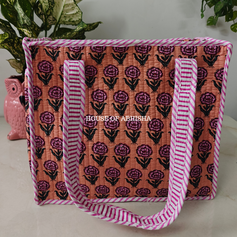 Musk Rose Mini Quilted Cotton Tote Bag