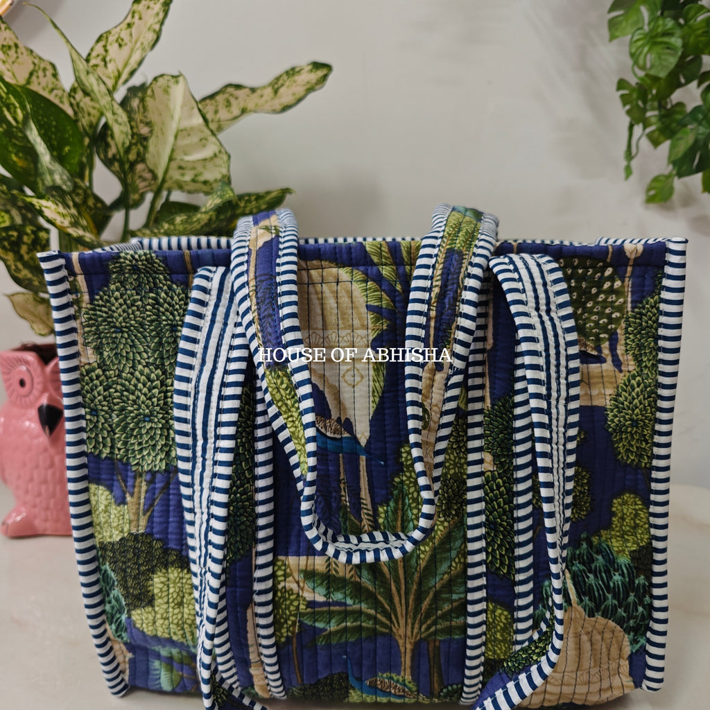 Royal Bagh Mini Quilted Cotton Tote Bag