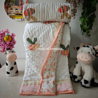 Bees Dream Garden Handblock Printed Mulmul Kids Quilt