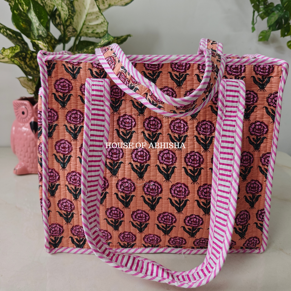 Musk Rose Mini Quilted Cotton Tote Bag