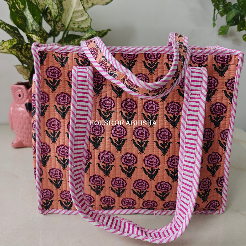 Musk Rose Mini Quilted Cotton Tote Bag