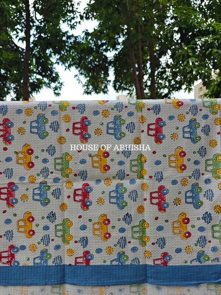Cars Handblock Waffle Cotton Towel