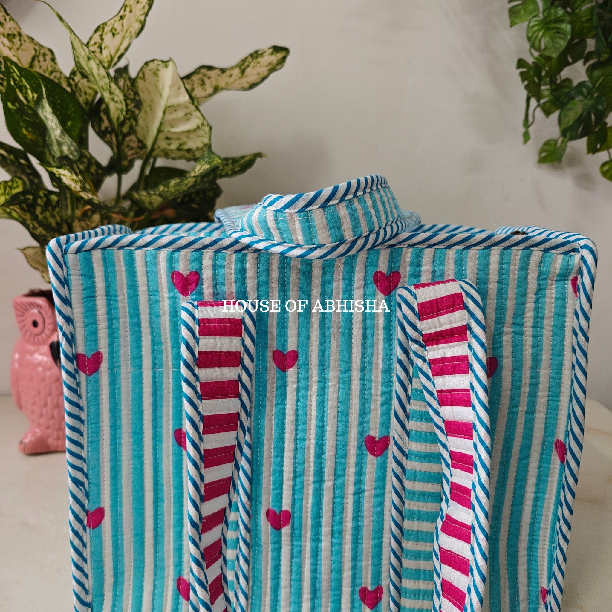 Lil Hearts Mini Quilted Cotton Tote Bag