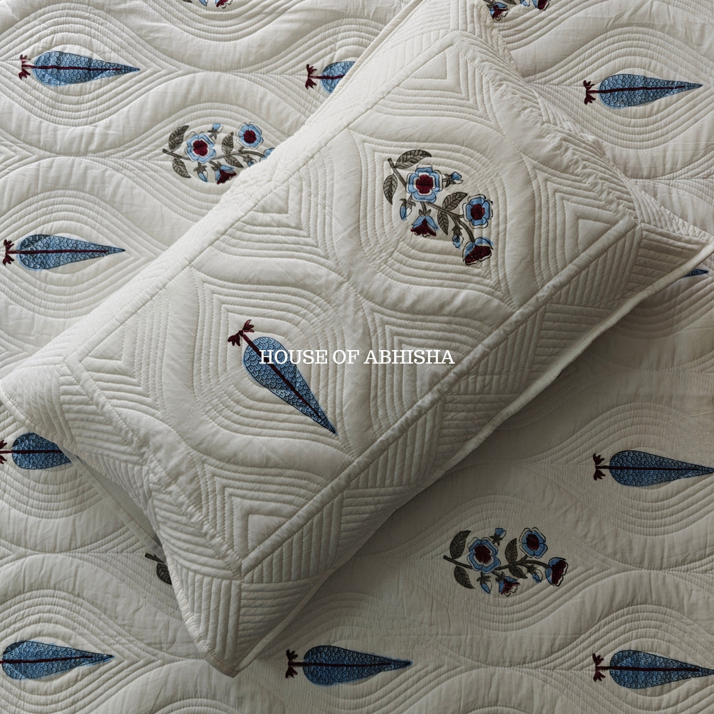 Tropical Blue Royal Embossed Quilted Bedcover