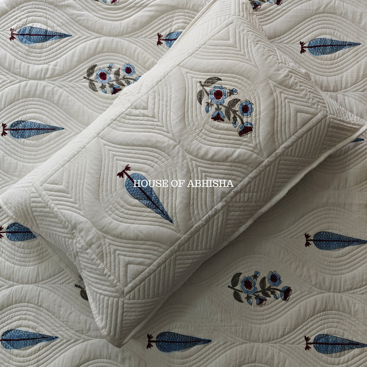 Tropical Blue Royal Embossed Quilted Bedcover