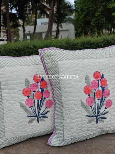 Royal Bouquet Quilted Cushion Covers — Set of 2