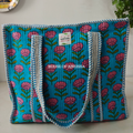 Blue Tulip Quilted Cotton Tote Bag