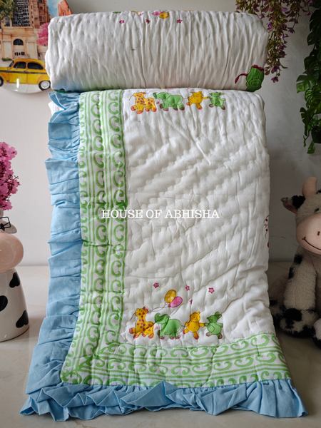 Cuddle Cove Handblock Printed Mulmul Kids Quilt