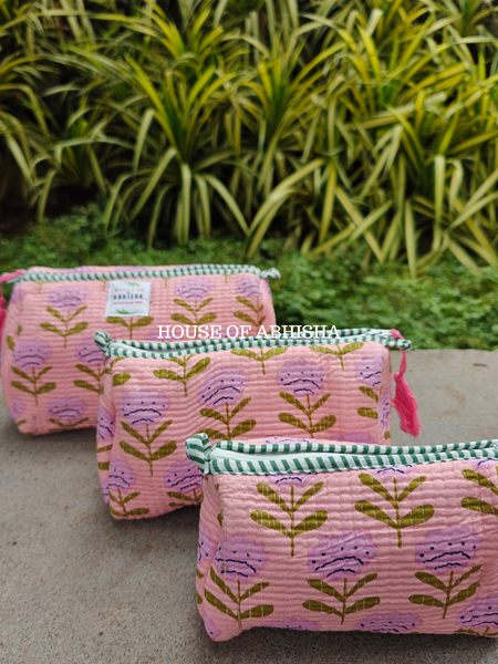 Rangoli Tulip Quilted Utility Pouches - Set of 3