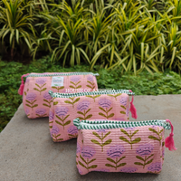 Rangoli Tulip Quilted Utility Pouches - Set of 3