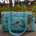 Block Printed Quilted Blue Jungle Duffle Bag