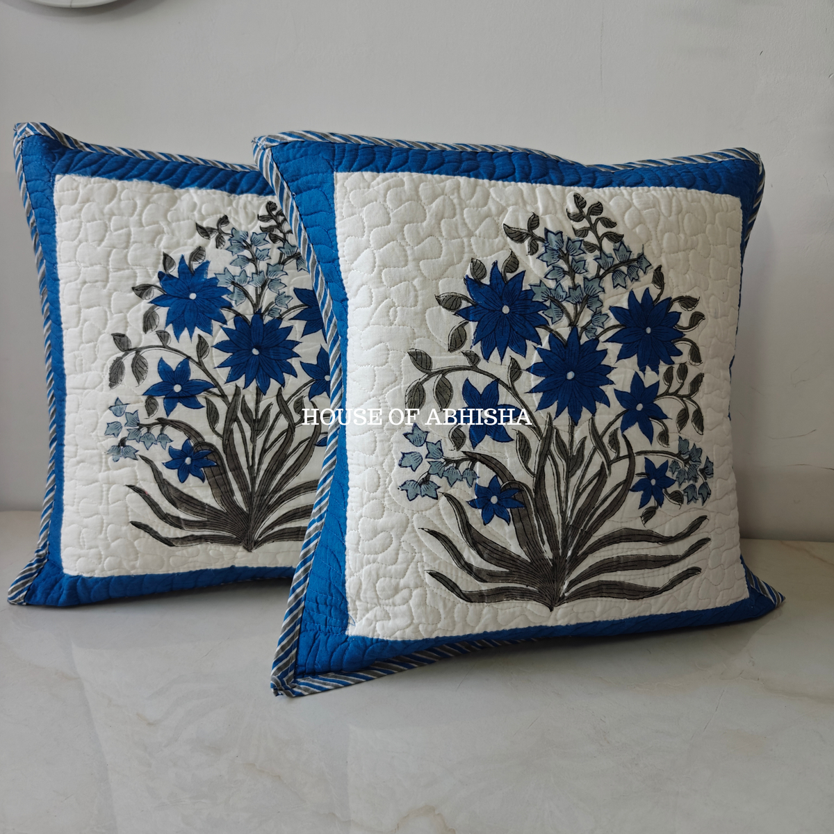 Guldasta Quilted Cushion Covers — Set of 2