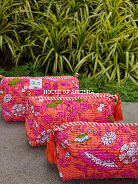 Phoolwari Quilted Utility Pouches - Set of 3