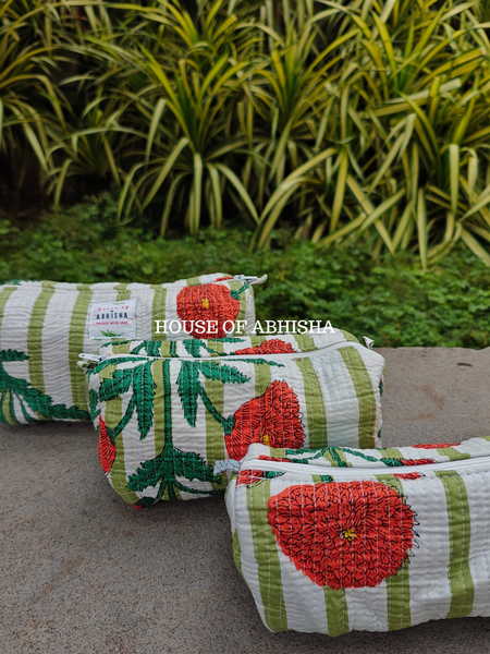 Madhavi Trio Quilted Utility Pouches - Set of 3