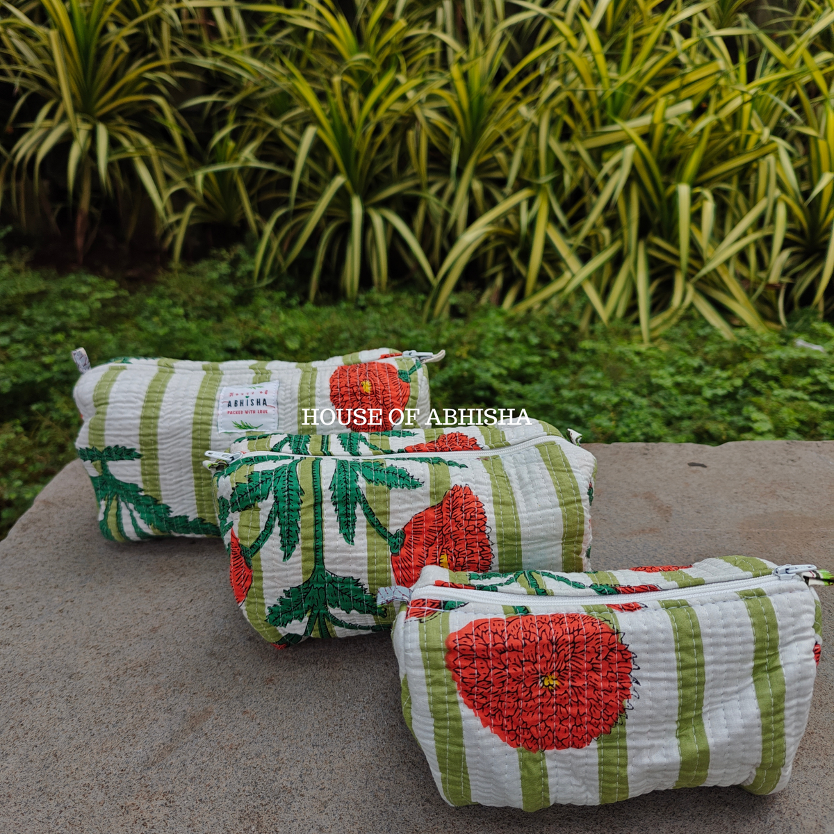 Madhavi Trio Quilted Utility Pouches - Set of 3