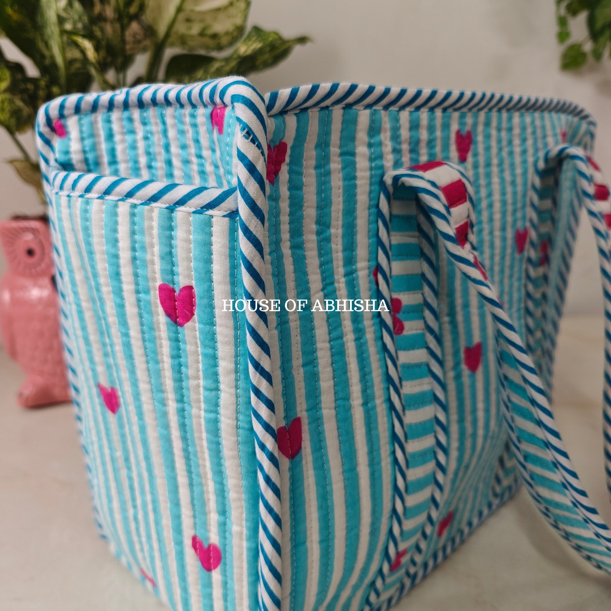 Lil Hearts Mini Quilted Cotton Tote Bag