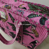 Jungle Bloom Quilted Cotton Tote Bag