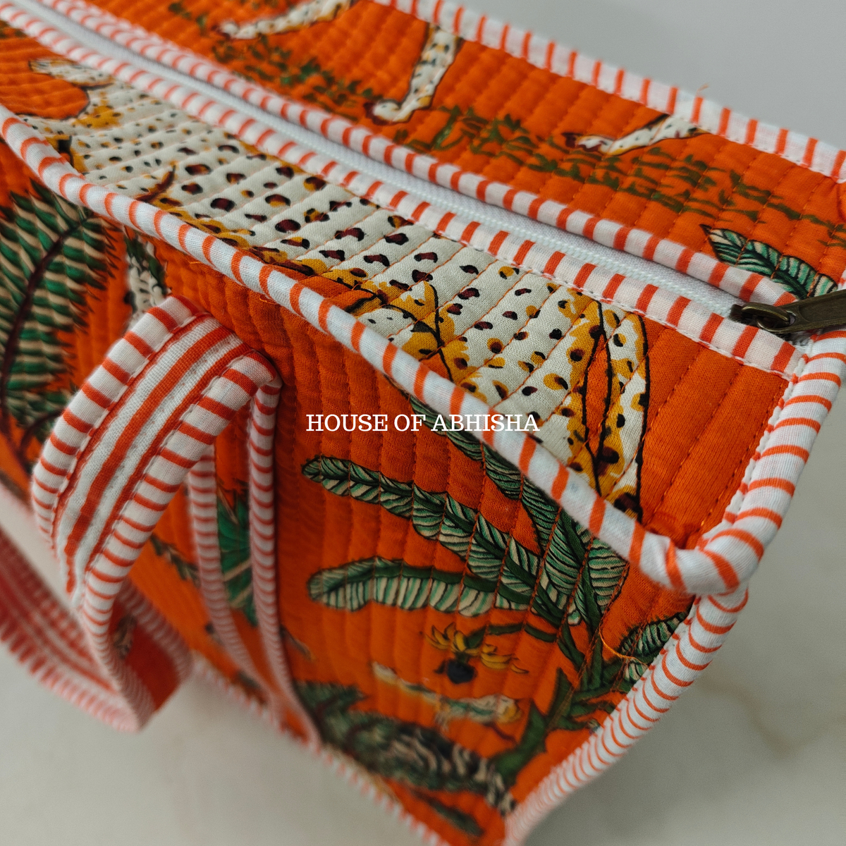 Orange Jungle Quilted Cotton Tote Bag