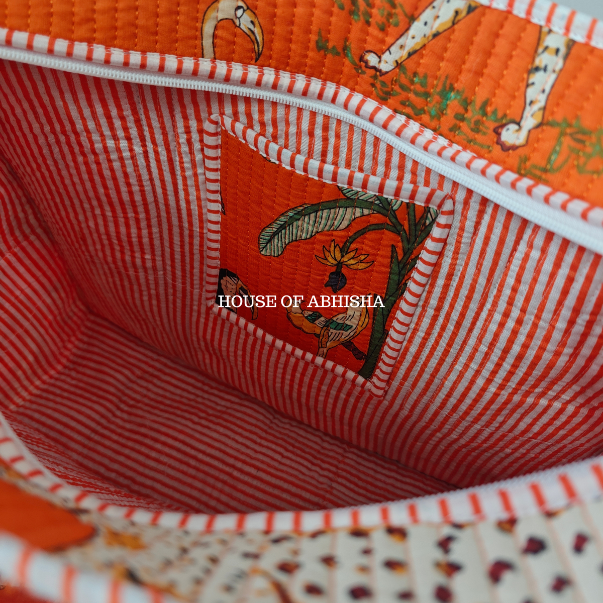 Orange Jungle Quilted Cotton Tote Bag