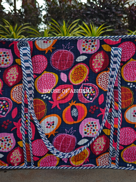 The Musk Handblock Printed Cotton Tote Bag with Laptop Compartment