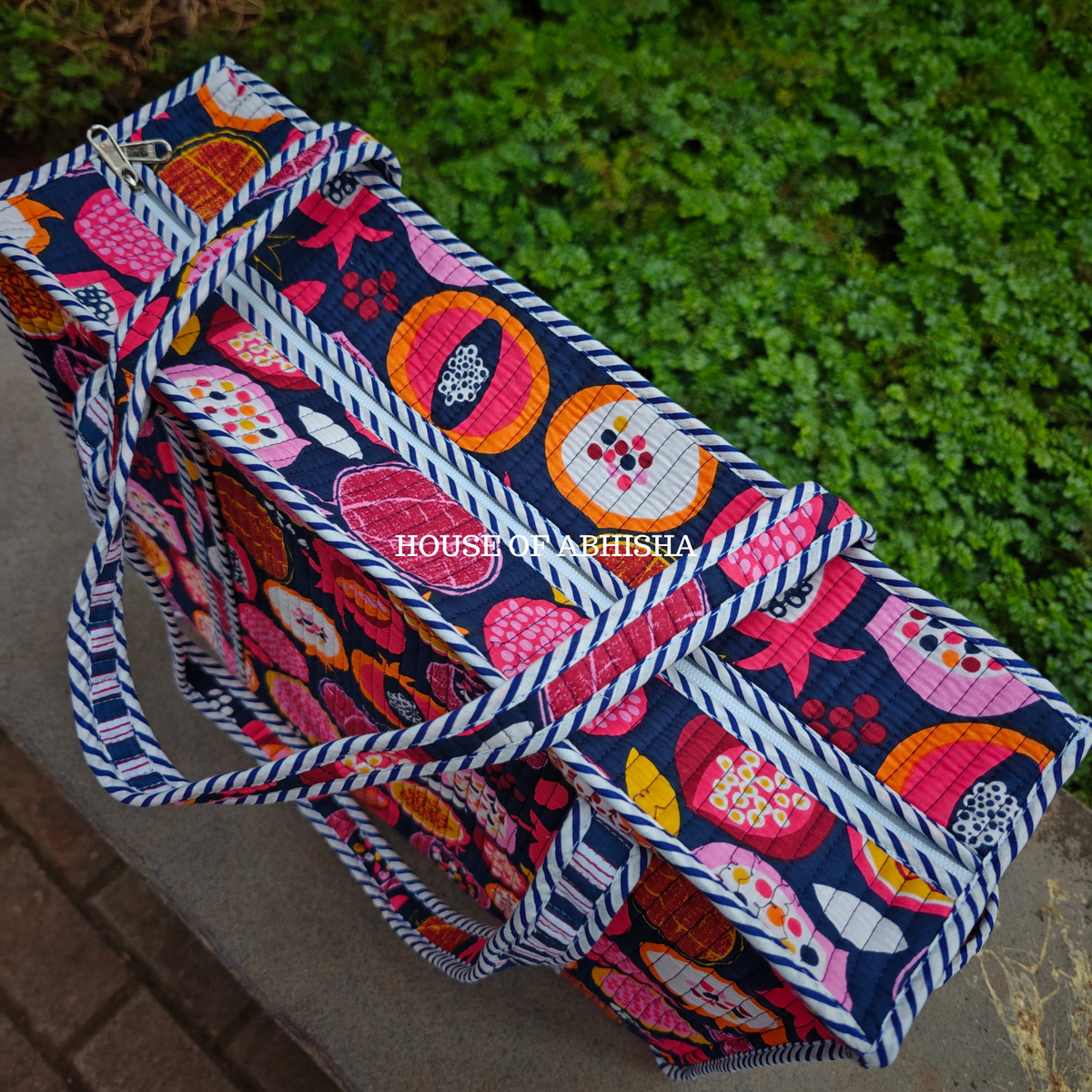 The Musk Handblock Printed Cotton Tote Bag with Laptop Compartment