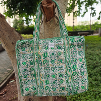 Madhuban Quilted Cotton Tote Bag + Pouch (Set of 3) Combo