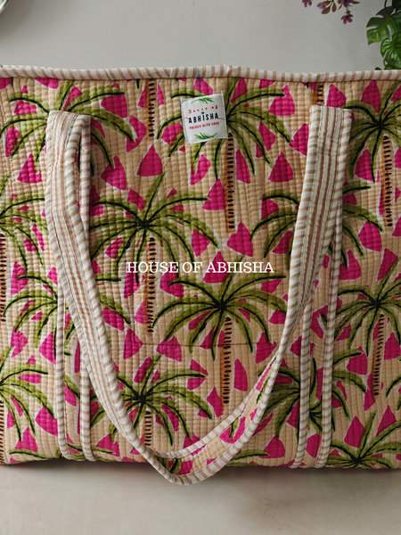 Tropical Garden Quilted Cotton Tote Bag