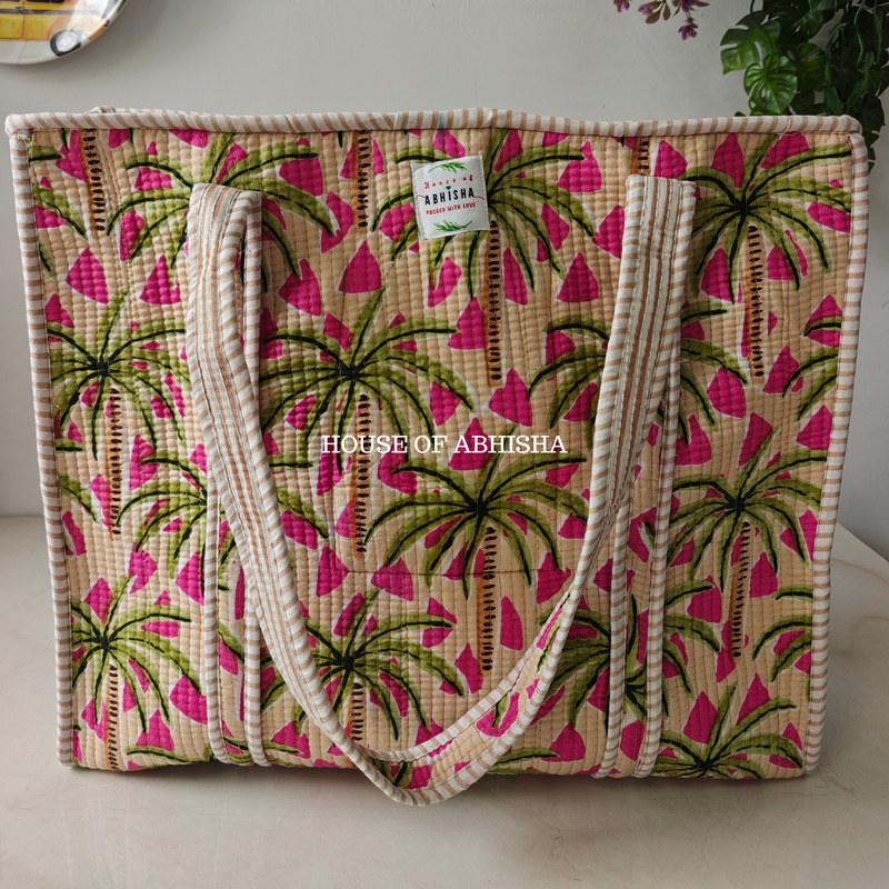 Tropical Garden Quilted Cotton Tote Bag