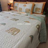 Royal Heritage  Handblock Bedsheet + Quilted Bedcover Combo Set