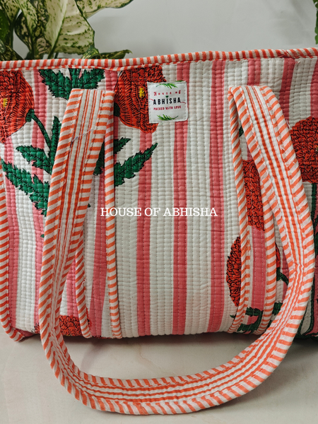 Orange Musk Quilted Cotton Tote Bag
