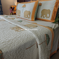 Royal Heritage  Handblock Bedsheet + Quilted Bedcover Combo Set