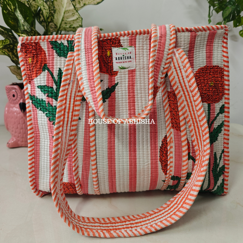 Orange Musk Quilted Cotton Tote Bag