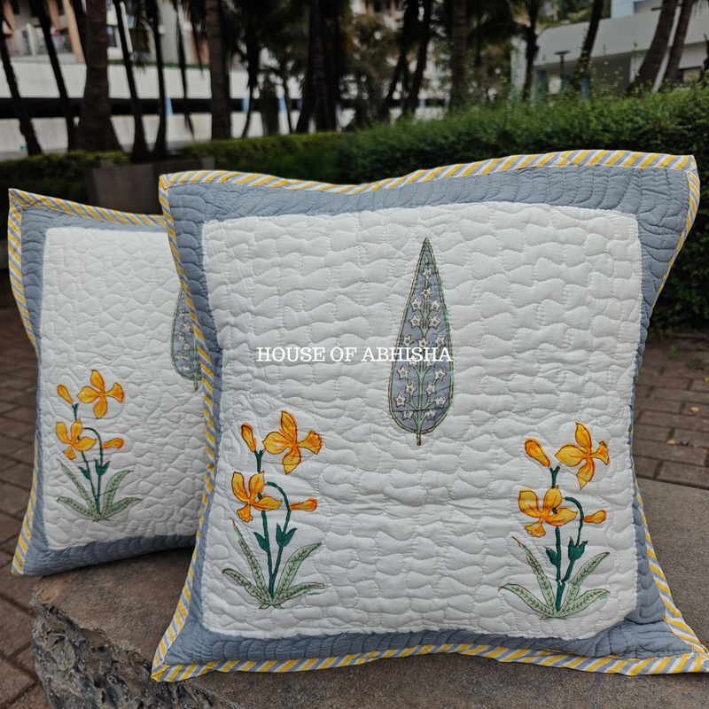 Bajra Buta Quilted Cushion Covers — Set of 2