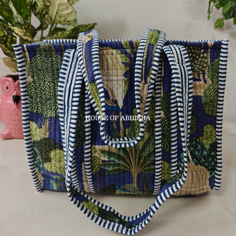 Royal Bagh Mini Quilted Cotton Tote Bag