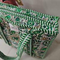 Green Bloom Mini Quilted Cotton Tote Bag