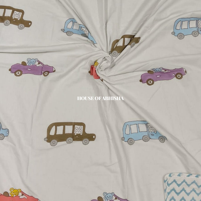 Cars Handblock Printed Mulmul Kids Dohar / AC Blanket