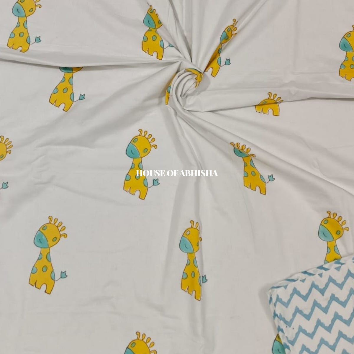 Giraffe Handblock Printed Mulmul Kids Dohar / AC Blanket