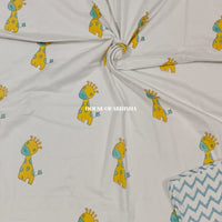 Giraffe Handblock Printed Mulmul Kids Dohar / AC Blanket