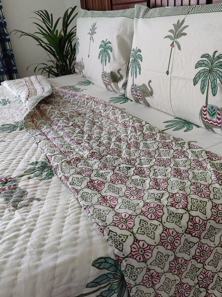 Palm Court Reversible Organic Mulmul Cotton Quilt