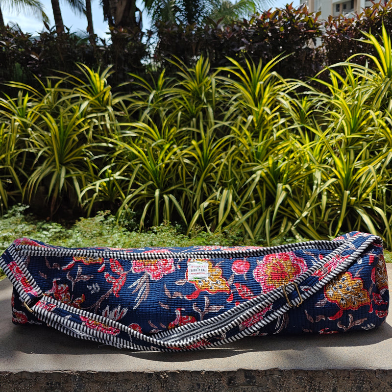 Sprig Handblock Printed Quilted Yoga Mat Bag