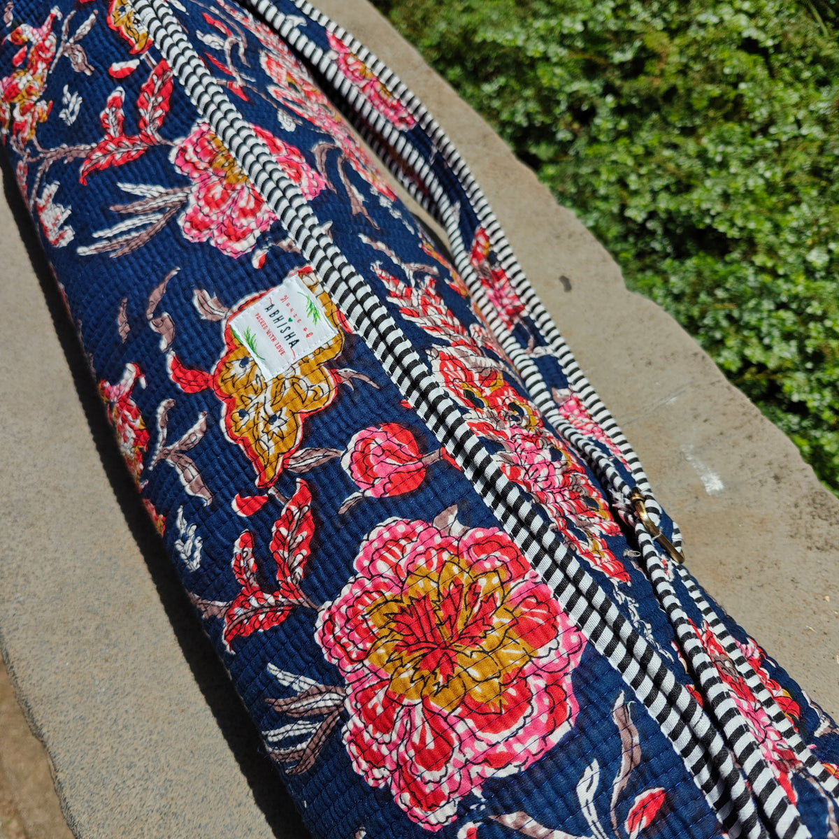 Sprig Handblock Printed Quilted Yoga Mat Bag