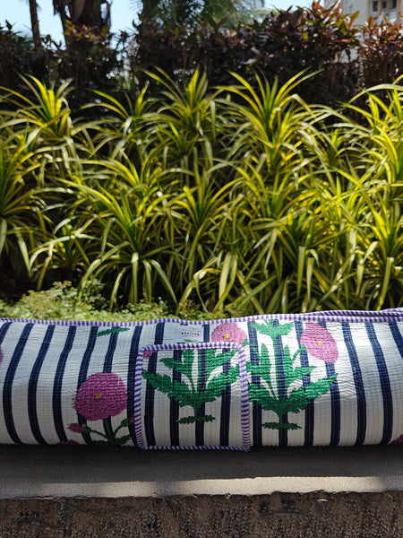 Purple Rush Handblock Printed Quilted Yoga Mat Bag