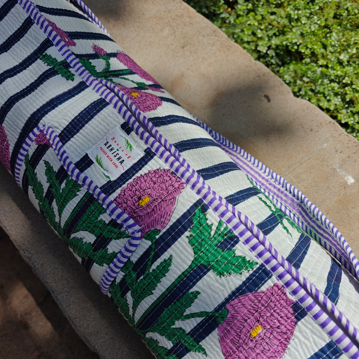 Purple Rush Handblock Printed Quilted Yoga Mat Bag