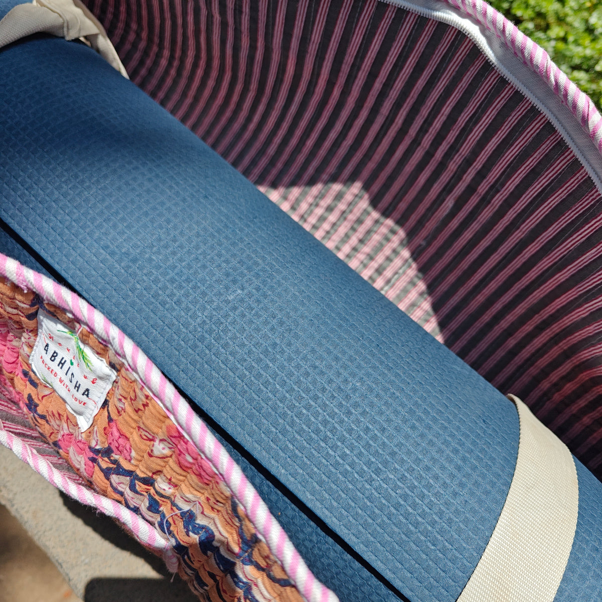 Summer House Handblock Printed Quilted Yoga Mat Bag