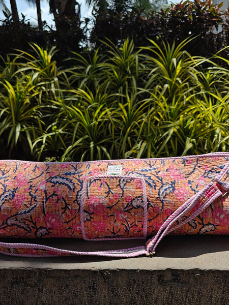 Summer House Handblock Printed Quilted Yoga Mat Bag