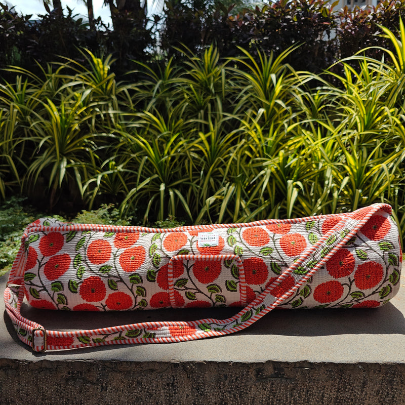 Genda Phool Handblock Printed Quilted Yoga Mat Bag